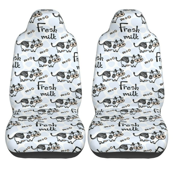 Haiem Cow With Fresh Milk Printed Car Seat Covers Set of 2, Universal Fit Car Seat Covers,Protective Seat Covers,Comfortable Car Seat Covers, Easy Installation Seat Covers