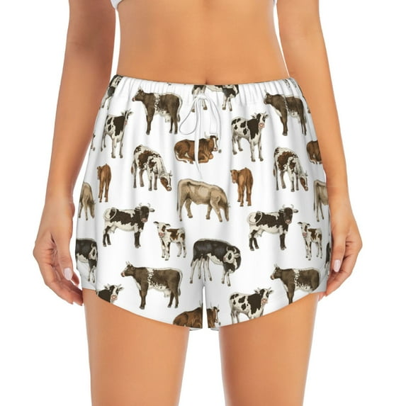 Haiem Cow Women's 2 in 1 Running Shorts - Lightweight Athletic Workout Gym Yoga Breathable Sports Shorts Liner with Phone Pockets-XX-Large