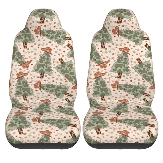 Haiem Cowboy Christmas Trees Printed Car Seat Covers Set of 2, Universal Fit Car Seat Covers,Protective Seat Covers,Comfortable Car Seat Covers, Easy Installation Seat Covers