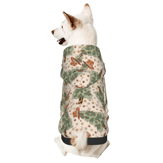 Haiem Cowboy Christmas Trees for Winter Dog Hoodie Sweatshirts with Pockets Warm Dog Clothes for Small Dogs Chihuahua-X-Large