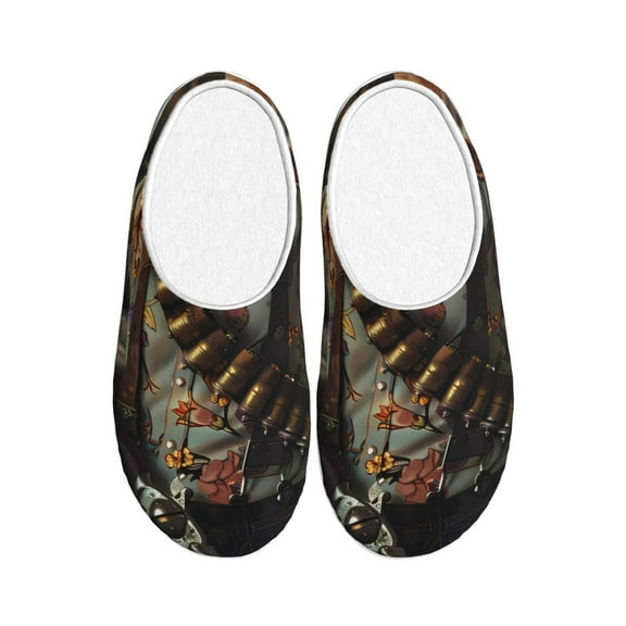 Haiem Cowboy Iguana Floral Shirt Print Women's Fuzzy Memory Foam House Slipper Cozy Home Footwear Non-slip Winter Slippers-42/43