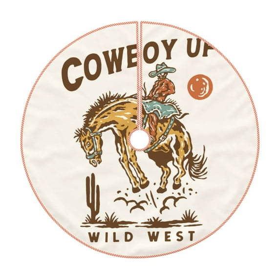 Haiem Cowboy Up Vintage Wild West Pattern Christmas Tree Skirt Merry Christmas Party Christmas Tree Decoration,New Year Decorations-36"