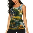 thumbnail image 1 of Haiem Cozy Cottage Lakeside Sunset Printed Women's Workout Tank Top, Quick-Dry Sleeveless Gym Shirt, Breathable Lightweight Athletic Top for Running, Yoga, and Casual Wear-Large, 1 of 7