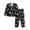 thumbnail image 1 of Haiem Crescent and Stars Pattern Women’s Long-sleeve Sleepwear,Sleepwear Set,2-piece Loungewear Set,Soft PJs Comfy Nightwear with Pockets-, 1 of 7