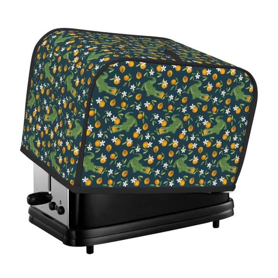 Haiem Crocodile And Oranges Print Toaster Covers 2 Slice Wide Slot,Bread Dust Cover & Fingerprint Protection,Bread Machine Cover,Appliance Covers