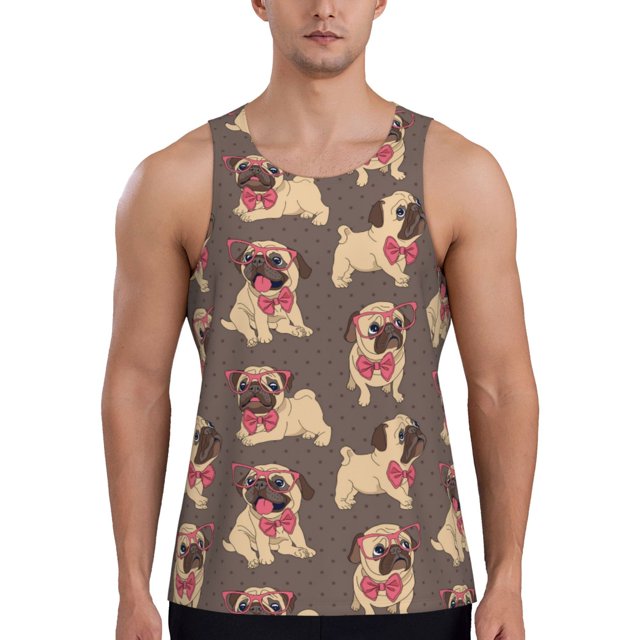 Haiem Cut Pug Men Workout Tank Top Gym Bodybuilding Sleeveless Muscle T
