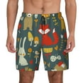 thumbnail image 1 of Haiem Cute Animal Forest Mens Swim Trunks with Compression Liner 2 in 1 Swimming Shorts Stretch Swimwear Quick Dry,Board Shorts-XX-Large, 1 of 9