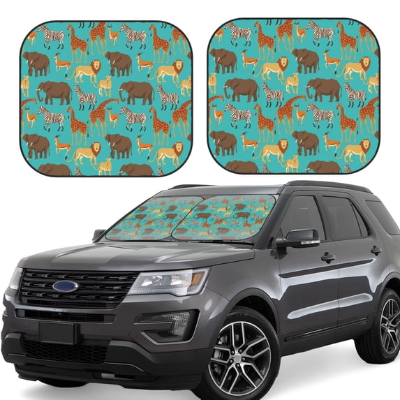 Haiem Cute Animals Car Windshield Sun Shade (2 Pieces) Foldable Windshield Sun Shade Car Accessories for Truck SUV Pickup-Medium