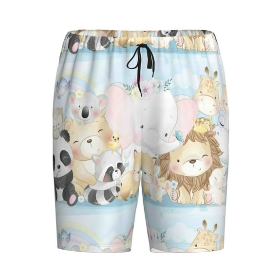 Haiem Cute Animals Men's Pajama Short with Soft Woven Cotton Elastic Waistband Sleep Short-3X-Large
