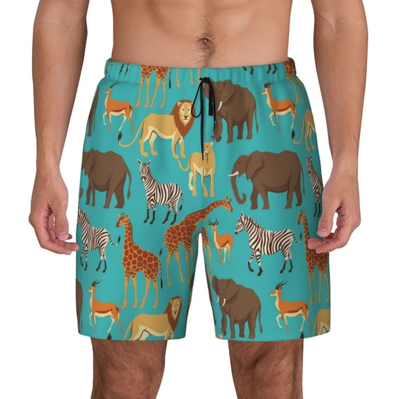 Haiem Cute Animals Mens Swim Trunks with Compression Liner 2 in 1 Swimming Shorts Stretch Swimwear Quick Dry,Board Shorts-X-Large