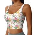 thumbnail image 1 of Haiem Cute Baby Dinosaurs Pattern Womens Sports Bra - U Neck Padded Low Impact Yoga Bra Workout Crop Top Gym Moisture-Wicking Workout Vest -XX-Large, 1 of 9