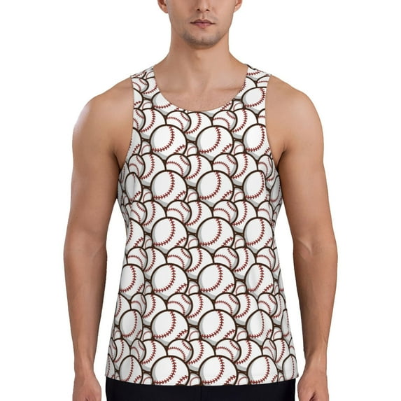 Haiem Cute Baseball Men Workout Tank Top Gym Bodybuilding Sleeveless Muscle T Shirts Athletic Tank Breathable Workout Shirt-Large