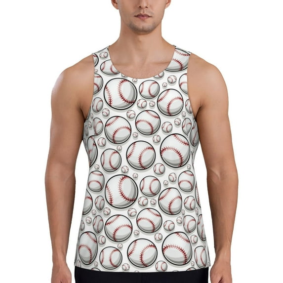 Haiem Cute Baseball Men Workout Tank Top Gym Bodybuilding Sleeveless Muscle T Shirts Athletic Tank Breathable Workout Shirt-Small