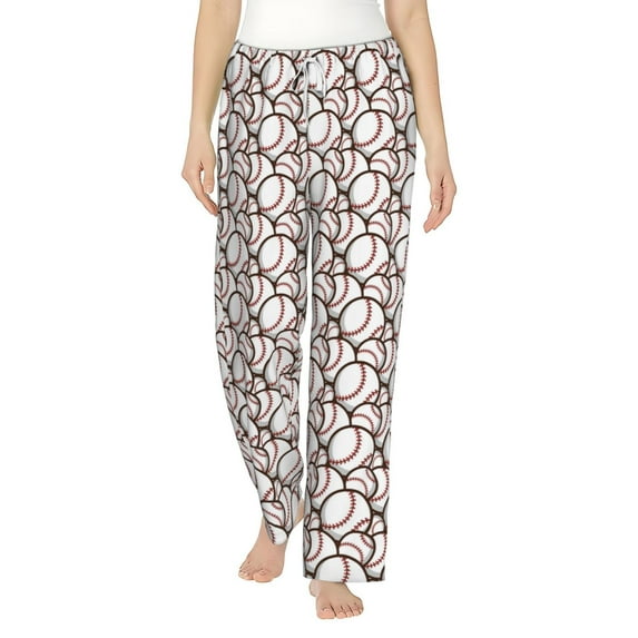 Haiem Cute Baseball Women's Pajama Pants Ultra Lightweight Pjs Bottoms Sleepwear Bottom Pants With Pocket Drawstring-X-Large