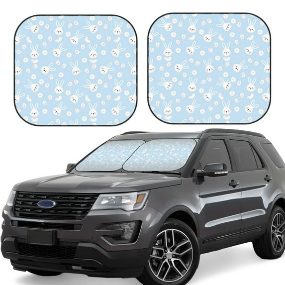 Haiem Cute Bunny Car Windshield Sun Shade (2 Pieces) Foldable Windshield Sun Shade Car Accessories for Truck SUV Pickup-Small
