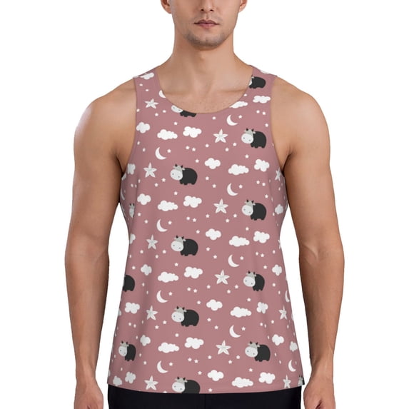 Haiem Cute Calf Men Workout Tank Top Gym Bodybuilding Sleeveless Muscle T Shirts Athletic Tank Breathable Workout Shirt-4X-Large