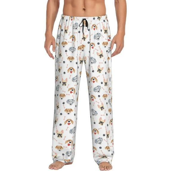 Haiem Cute Cartoon Dogs Men's Pajama Pants Ultra Lightweight Pjs Bottoms Sleepwear Bottom Pants With Pocket Drawstring-Large