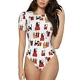 thumbnail image 1 of Haiem Cute Cat And Christmas Gift Women's Crew Neck Short Sleeve Bodysuit Tops Stretchy Slim Basic-Medium, 1 of 9
