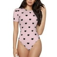 thumbnail image 1 of Haiem Cute Cat Women's Crew Neck Short Sleeve Bodysuit Tops Stretchy Slim Basic-Large, 1 of 9