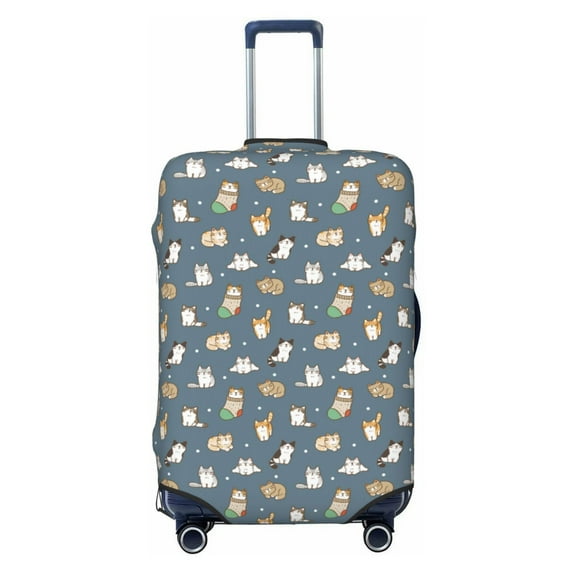 Haiem Cute Cats And Dogs Luggage Cover Printed Suitcase Covers for Luggage Elastic Washable Suitcase Protector Fits 18-32 Inch Luggage-Small