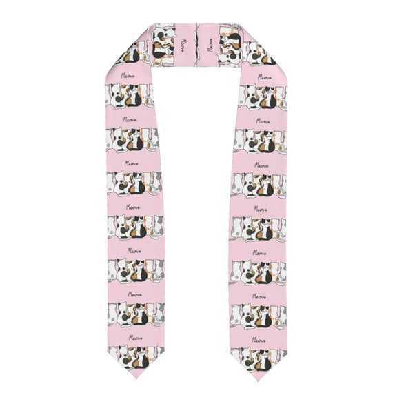 Haiem Cute Cats Pattern Graduation Stole 2024 | Premium Satin Sash for Graduation Ceremony