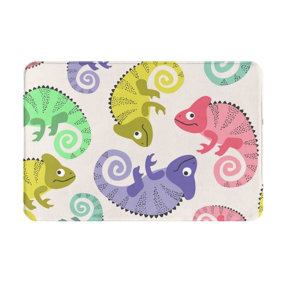Haiem Cute Chameleons Front Door Mat Indoor Outdoor Entrance, Waterproof All-Season, All-Weather Doormat, Durable Flannel Fabric, Fade Resistant, Low Profile, 16x24in