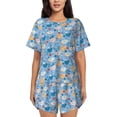 thumbnail image 1 of Haiem Cute Chickens and Flowers Pattern Pajama Set for Women 2 Piece Lounge Set Short Sleeve Tops and Shorts Soft Sleepwear-X-Large, 1 of 7