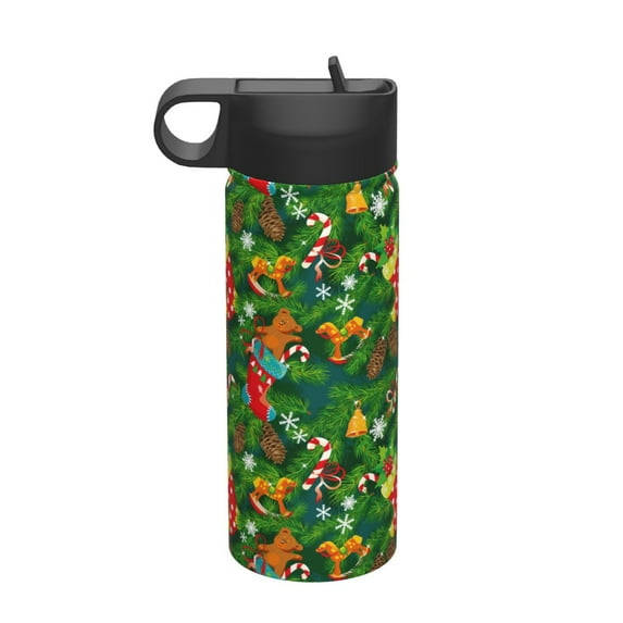 Haiem Cute Christmas Stocking Bear Printed 18oz Sports Insulated Kettle With Straw Sports Insulated Kettle For Running Hiking Cycling Climbing Mans Womans Insulated Water Bottle