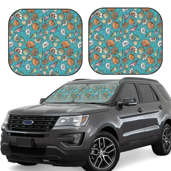 Haiem Cute Conch Car Windshield Sun Shade (2 Pieces) Foldable Windshield Sun Shade Car Accessories for Truck SUV Pickup-Small
