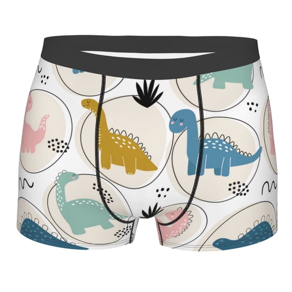 Haiem Cute Dinosaurs Men's Boxer Briefs, Every Day Comfort Stretch Cotton Moisture-Wicking Underwear-Small
