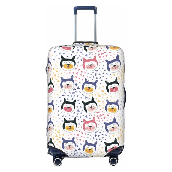 Haiem Cute Dog Luggage Cover Printed Suitcase Covers for Luggage Elastic Washable Suitcase Protector Fits 18-32 Inch Luggage-Large