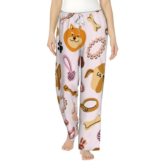 Haiem Cute Dog Women's Pajama Pants Ultra Lightweight Pjs Bottoms Sleepwear Bottom Pants With Pocket Drawstring-Medium