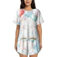 thumbnail image 1 of Haiem Cute Elephant Pattern Pajama Set for Women 2 Piece Lounge Set Short Sleeve Tops and Shorts Soft Sleepwear-XX-Large, 1 of 7