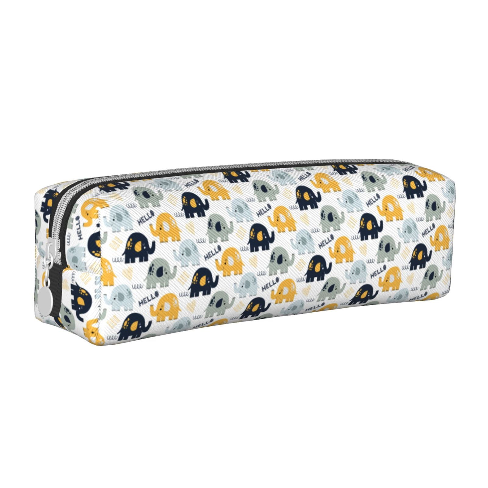 Haiem Cute Elephant Print Leather Pencil Case Art Supplies Case Zipper