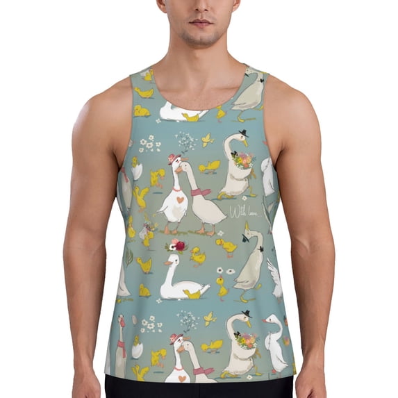 Haiem Cute Farm Birds Men Workout Tank Top Gym Bodybuilding Sleeveless Muscle T Shirts Athletic Tank Breathable Workout Shirt-Small