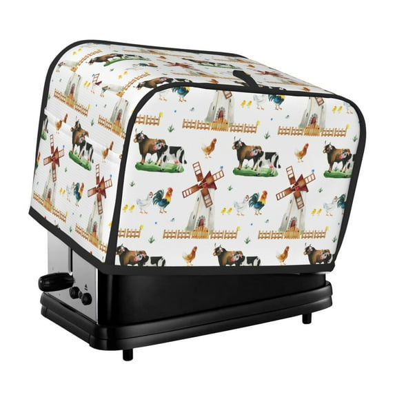 Haiem Cute Farm Print Toaster Covers 2 Slice Wide Slot,Bread Dust Cover & Fingerprint Protection,Bread Machine Cover,Appliance Covers