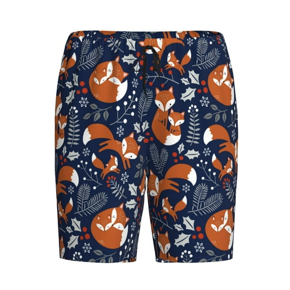 Haiem Cute Foxes Men's Pajama Short with Soft Woven Cotton Elastic Waistband Sleep Short-Medium