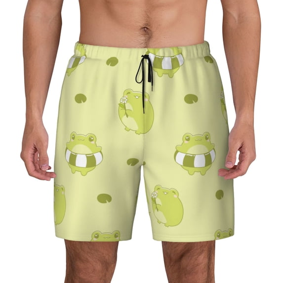 Haiem Cute Frog3 Men'S Quick-Dry Swim Trunks: Comfortable Beach Shorts With Mesh Lining And Pockets - Ideal For Swimming And Sunbathing Small