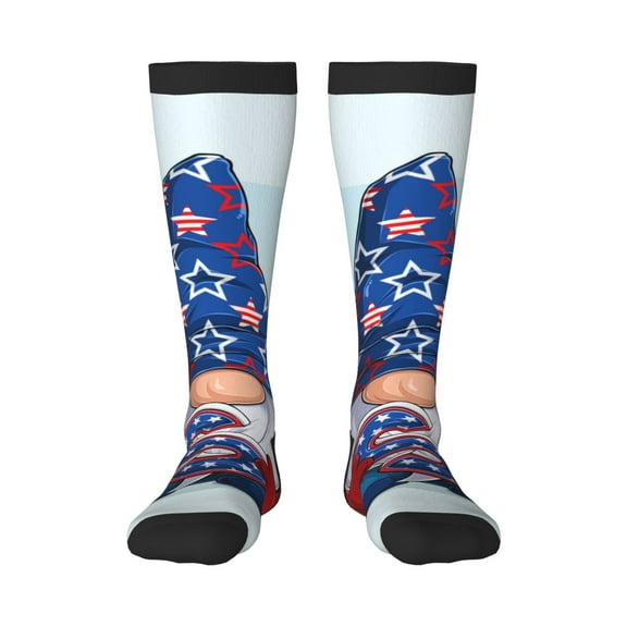 Haiem Cute Gnomes in USA1 Socks, Funny Novelty Crazy Design Cotton Socks Sports Socks Knee High Socks For Men, Women,1Pairs - Gift For Working Friends
