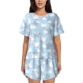 thumbnail image 1 of Haiem Cute Goose On A Blue Sky Pattern Pajama Set for Women 2 Piece Lounge Set Short Sleeve Tops and Shorts Soft Sleepwear-X-Large, 1 of 7
