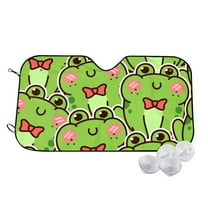 Haiem Cute Green Frog Car Windshield Sun Shade - Blocks UV Rays Sun Visor Protector, Sunshade to Keep Your Vehicle Cool, Universal Fit SUV Van Sedan-Small