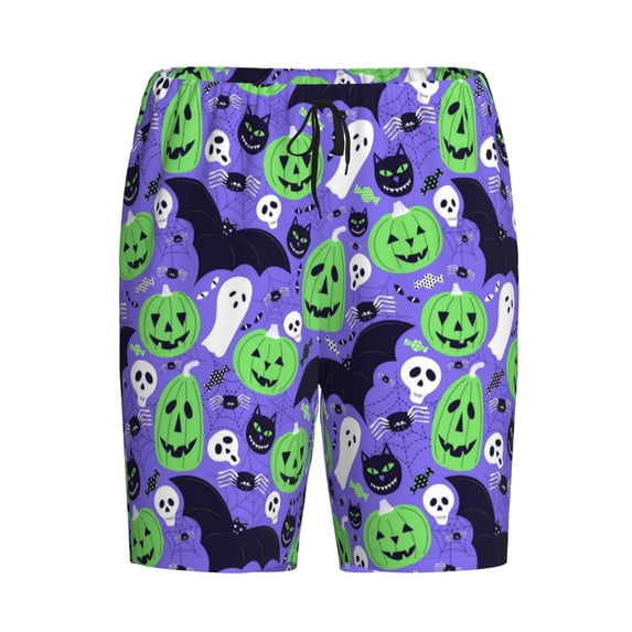 Haiem Cute Halloween Men's Pajama Short with Soft Woven Cotton Elastic Waistband Sleep Short-Large