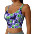 thumbnail image 1 of Haiem Cute Halloween Pattern Womens Sports Bra - U Neck Padded Low Impact Yoga Bra Workout Crop Top Gym Moisture-Wicking Workout Vest -Small, 1 of 1
