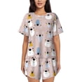 thumbnail image 1 of Haiem Cute Hand Drawn Bear Pattern Pajama Set for Women 2 Piece Lounge Set Short Sleeve Tops and Shorts Soft Sleepwear-Small, 1 of 7