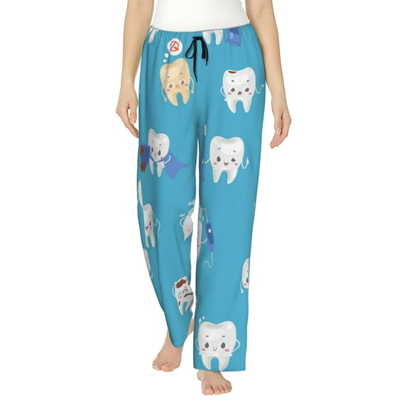 Haiem Cute Healthy Teeth Women's Pajama Pants Ultra Lightweight Pjs Bottoms Sleepwear Bottom Pants With Pocket Drawstring-Medium