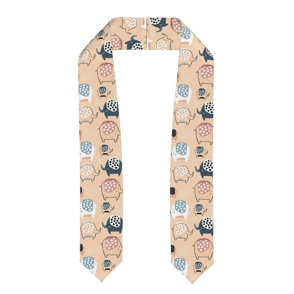 Haiem Cute Ink Drawn Elephants Pattern Graduation Stole 2024 | Premium Satin Sash for Graduation Ceremony