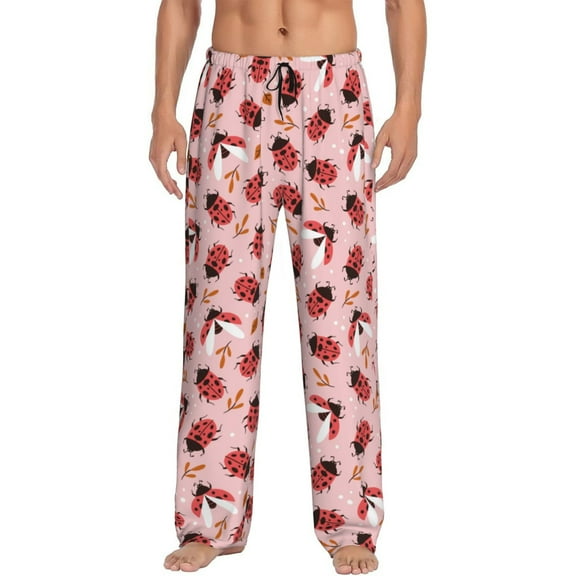 Haiem Cute Ladybugs 1 Men's Pajama Pants Ultra Lightweight Pjs Bottoms Sleepwear Bottom Pants With Pocket Drawstring-X-Large