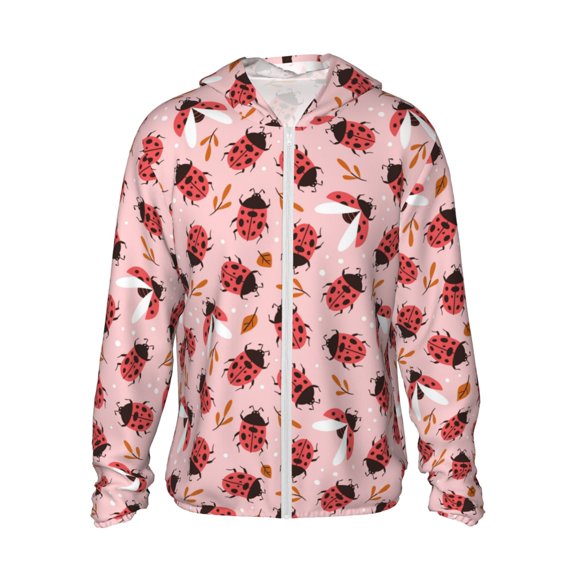 Haiem Cute Ladybugs 1 UPF 50 Fishing Shirts for Men Long Sleeve UV Sun Protection Hoodie Non-Mask Outdoor Hiking Shirts