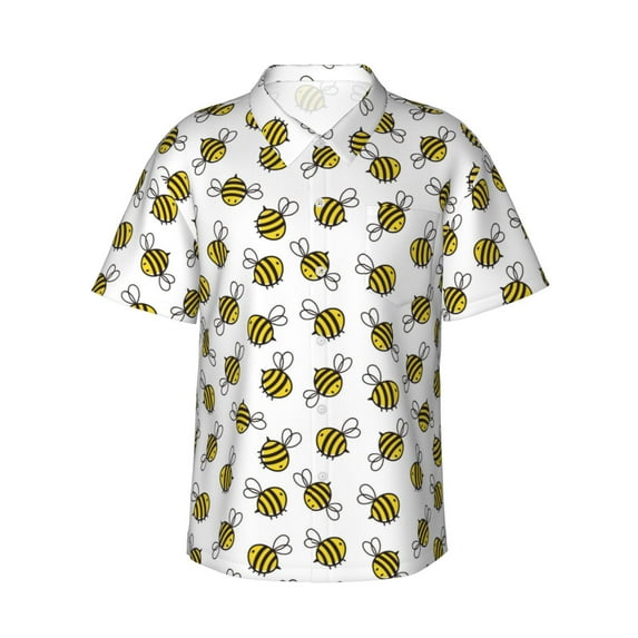 Haiem Cute Little Bee Printed Hawaiian Shirt for Men - Men’s Casual Beach Summer Shirts - Stretch Fabric with Modern Fit-X-Large