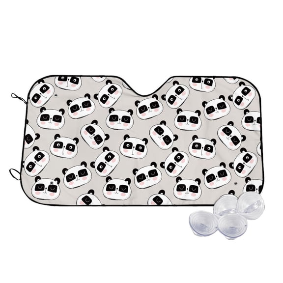 Haiem Cute Panda Car Windshield Sun Shade - Blocks UV Rays Sun Visor Protector, Sunshade to Keep Your Vehicle Cool, Universal Fit SUV Van Sedan-Small